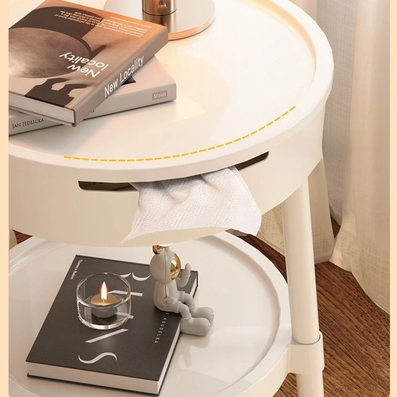 White Round Plastic Side Coffee Table