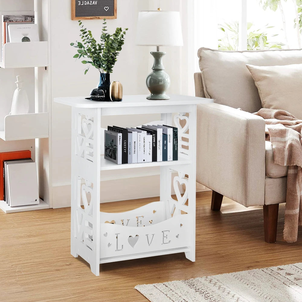 2-Tier PVC Side Table Nightstand