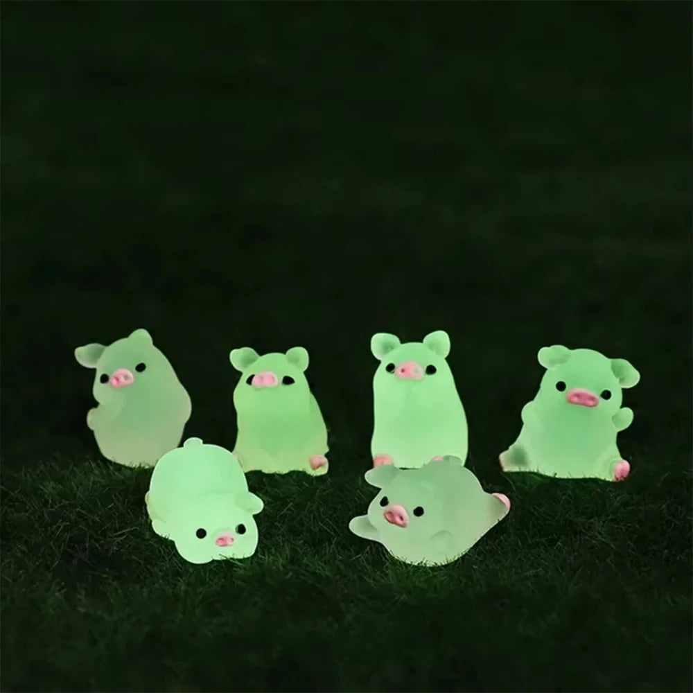 Glow-in-the-Dark Mini Pig Figurines