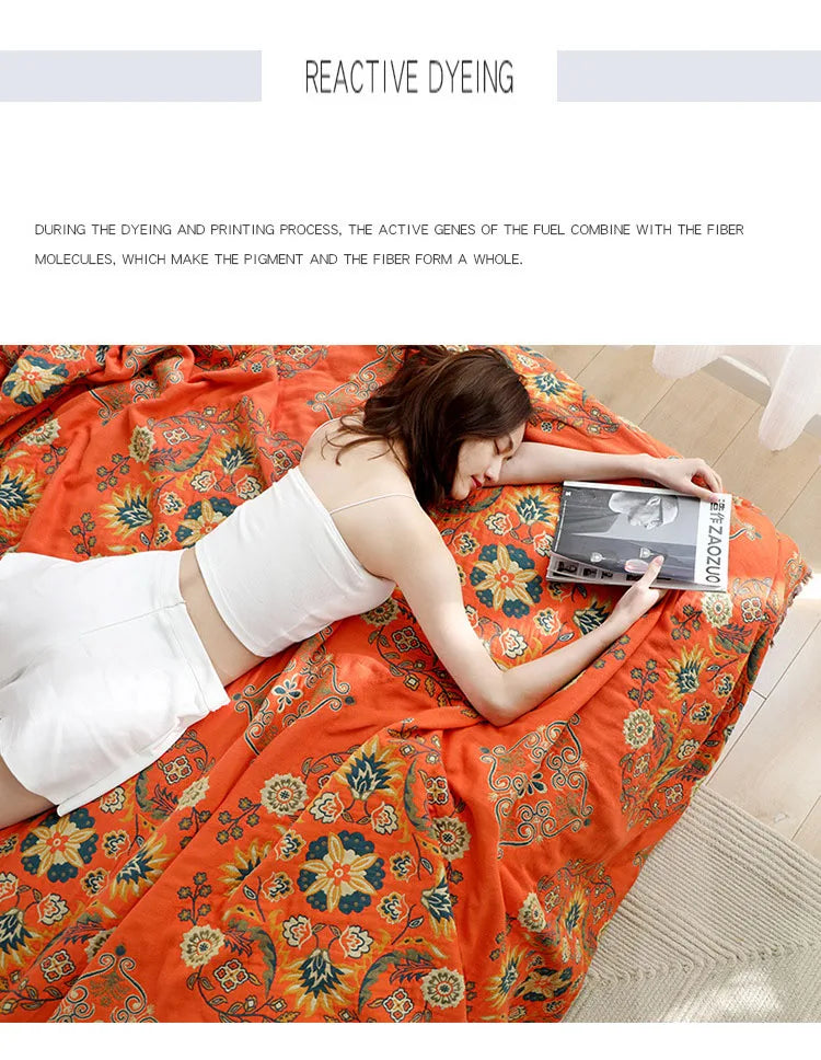 100% Cotton Double-Sided Nordic Throw Blanket