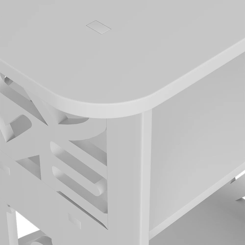 2-Tier PVC Side Table Nightstand