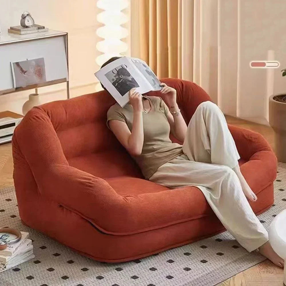 Double Corduroy Lounge Sofa with Footstools