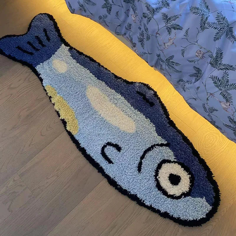 Cartoon Salmon Plush Area Rug