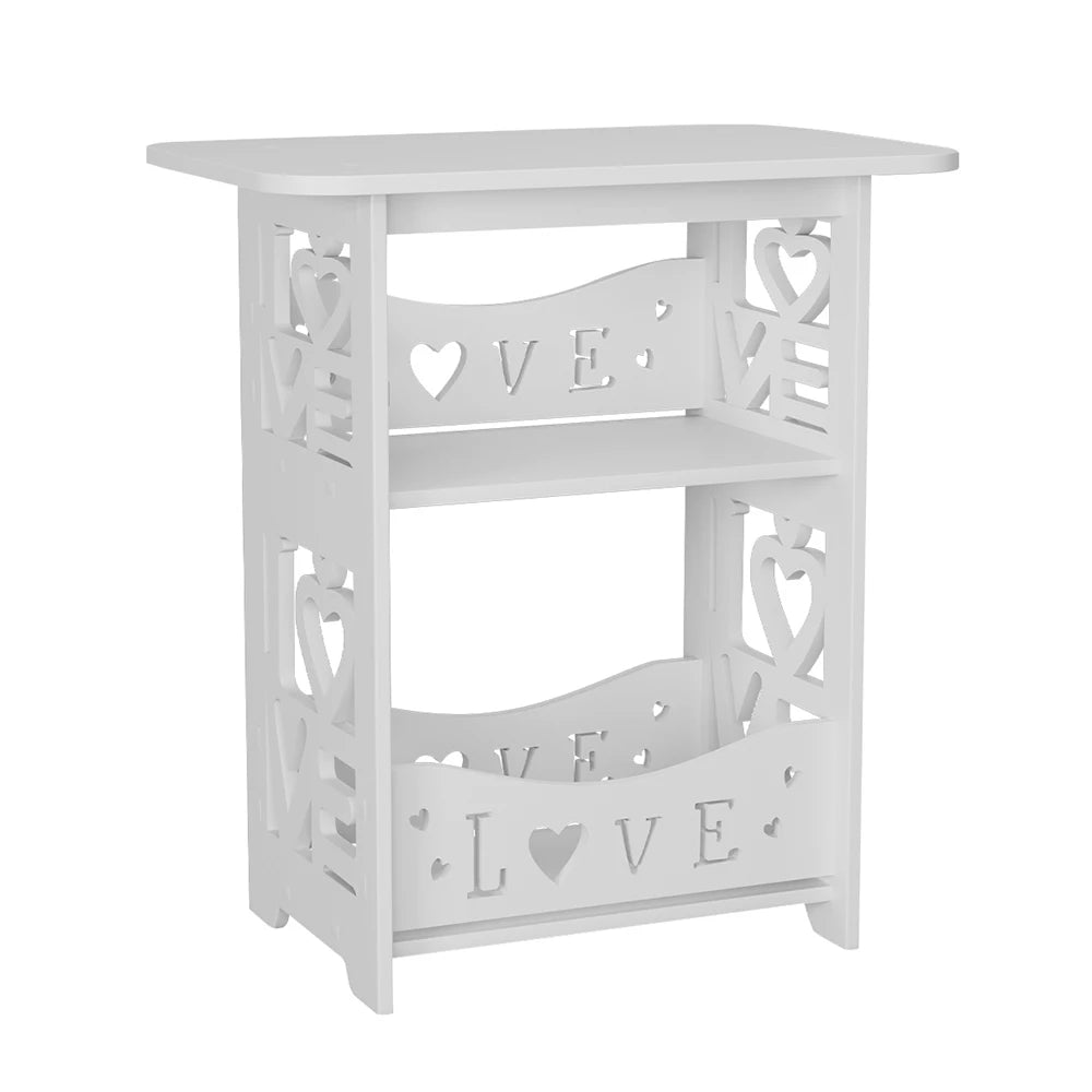 2-Tier PVC Side Table Nightstand
