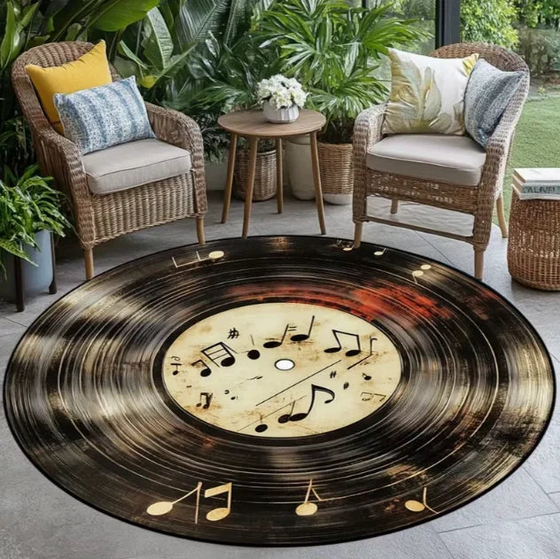 Retro Vinyl Record Round Area Rug