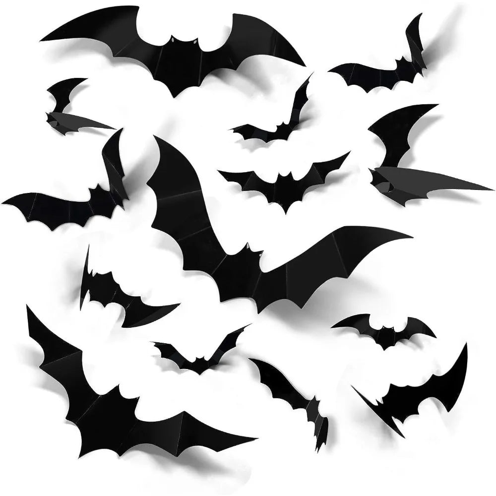 180-Piece 3D Black Bat Halloween Wall Stickers