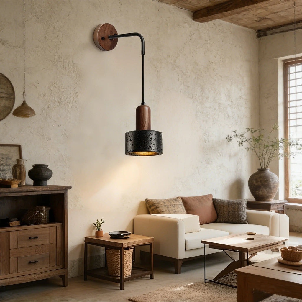 Yellow Travertine Stone Wall Lamp