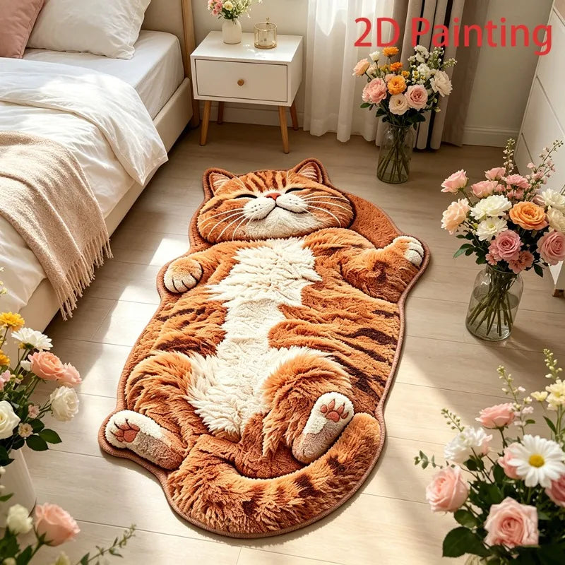 Cute Cat-Shaped Fleece Area Rug