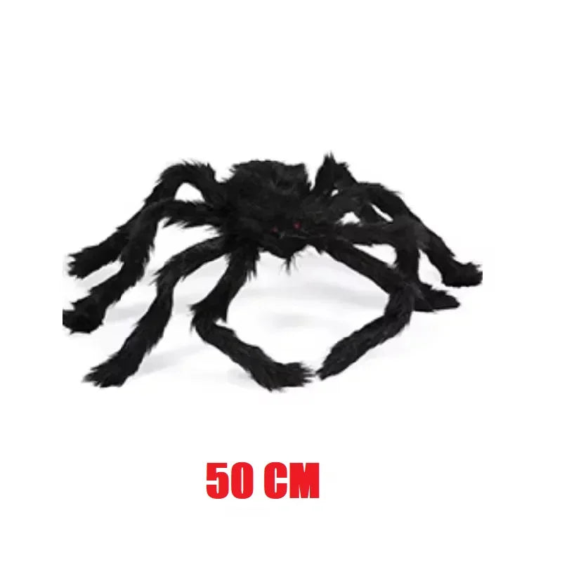 Giant Black Plush Halloween Spider Decoration