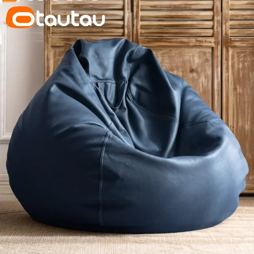 Filled 70 cm Faux Leather Bean Bag Sofa