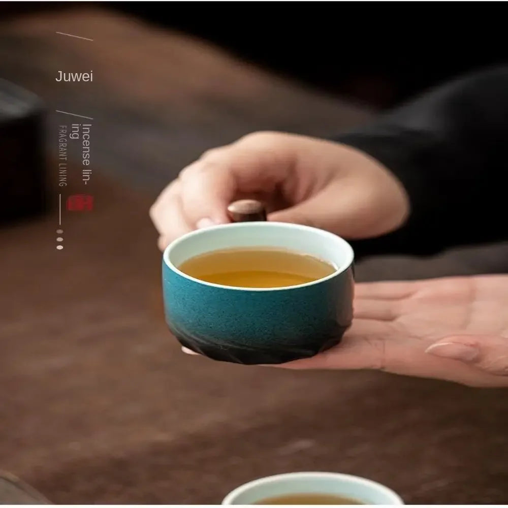 Handmade Ceramic Cup with Wooden Handle
