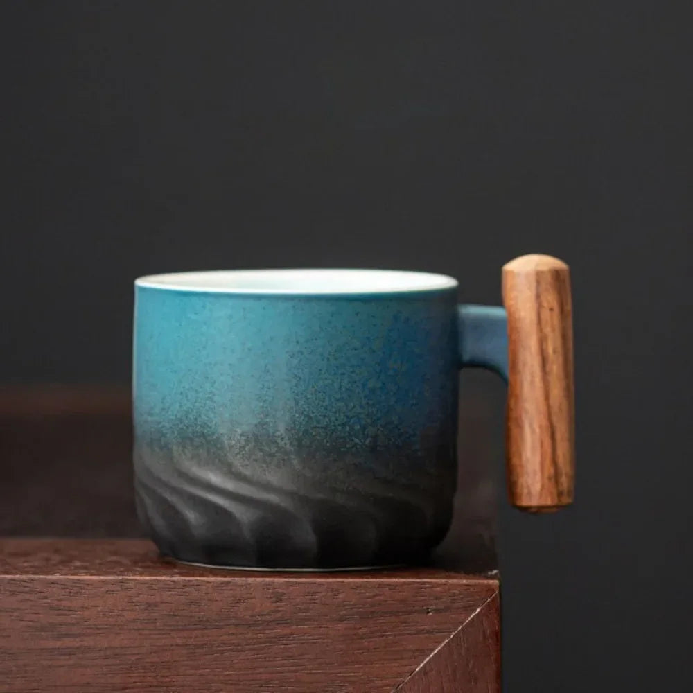 Handmade Ceramic Cup with Wooden Handle
