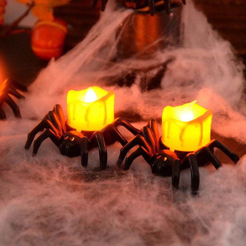 LED Spider Pumpkin Halloween Candle Light