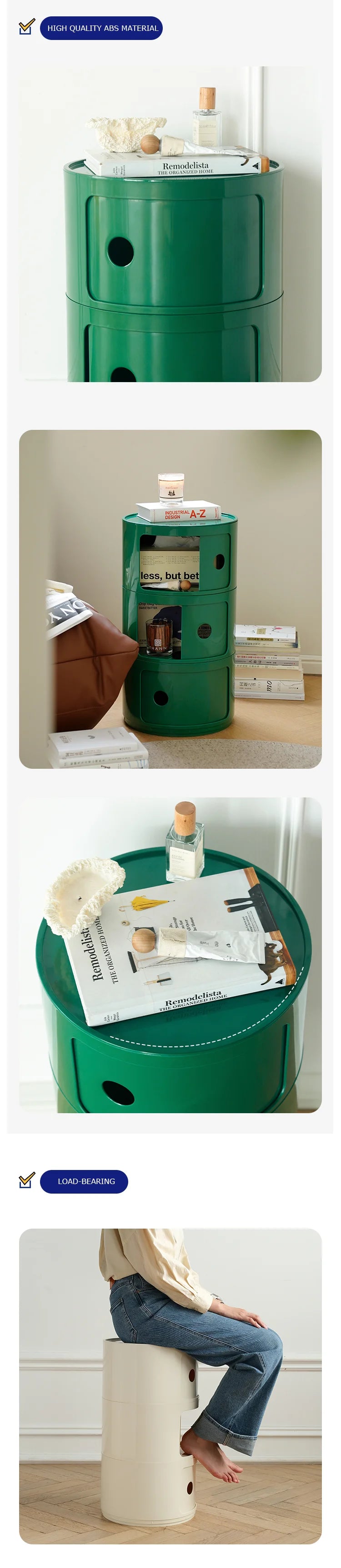 Modular Round Plastic Nightstand