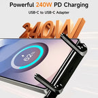240W Braided USB-C Cable with Angled Phone Stand
