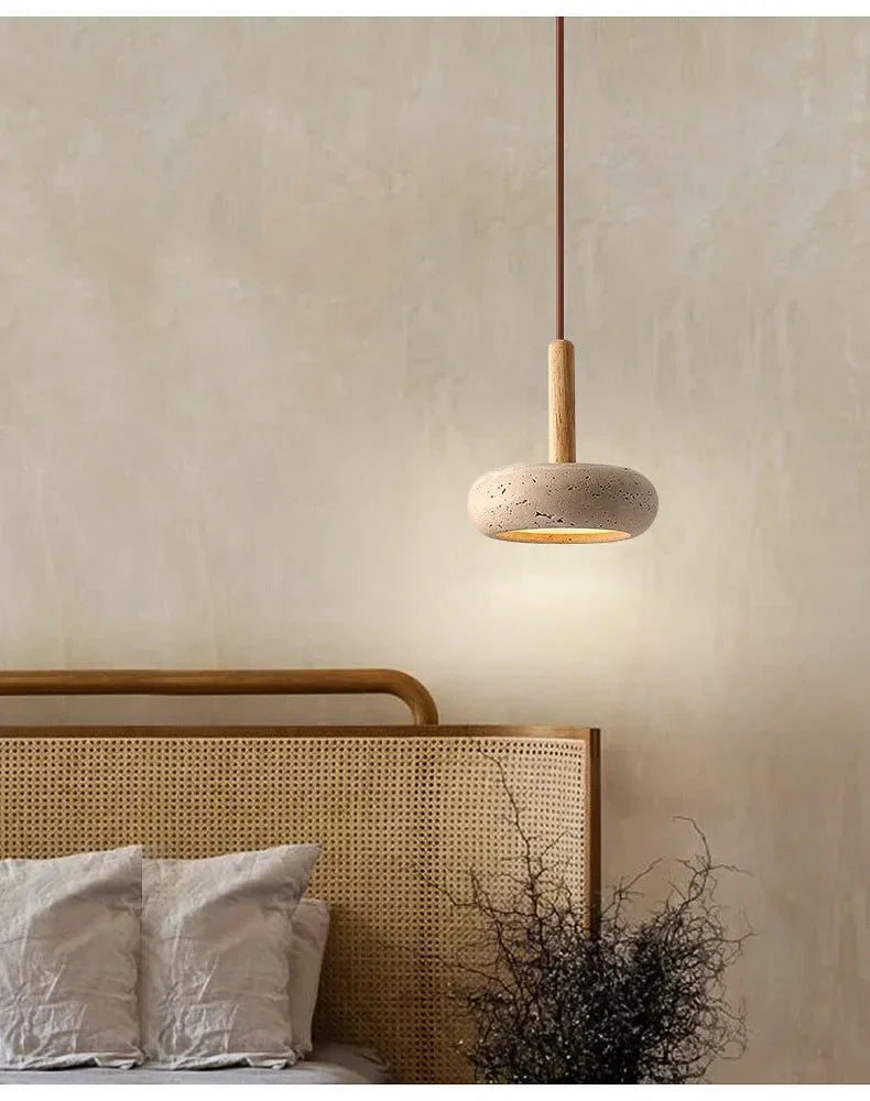 Wabi-Sabi Circular Stone Pendant Light