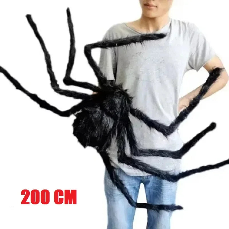 Giant Black Plush Halloween Spider Decoration