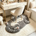 Cute Cat-Shaped Plush Area Rug