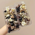 Mini Beige Hair Claw Clip Set