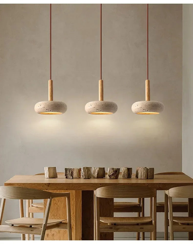 Wabi-Sabi Circular Stone Pendant Light