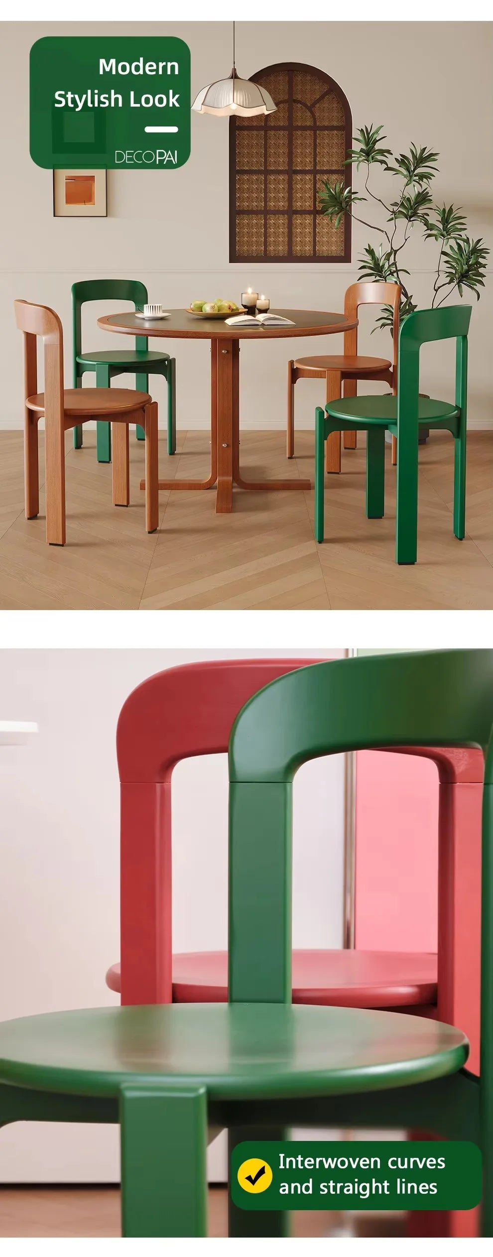 Rey-Style Beech Wood Dining Chair