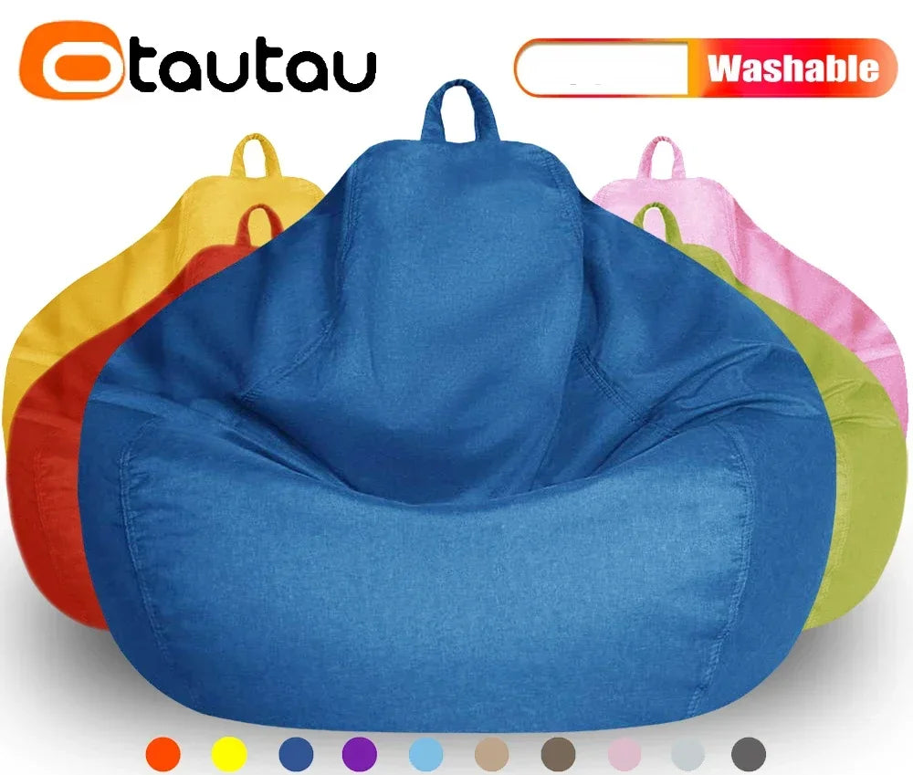Filled 70 cm Cotton-Linen Bean Bag Chair