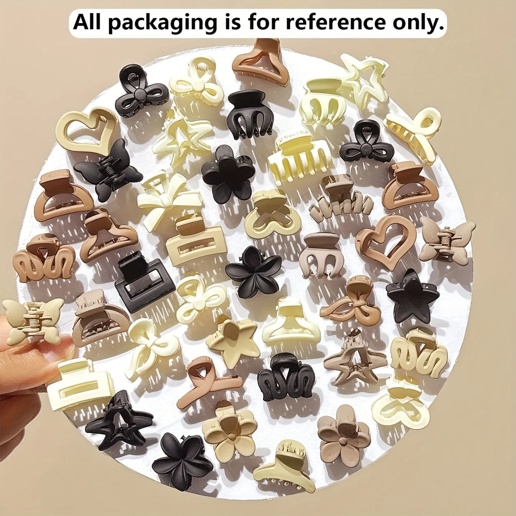 Mini Beige Hair Claw Clip Set