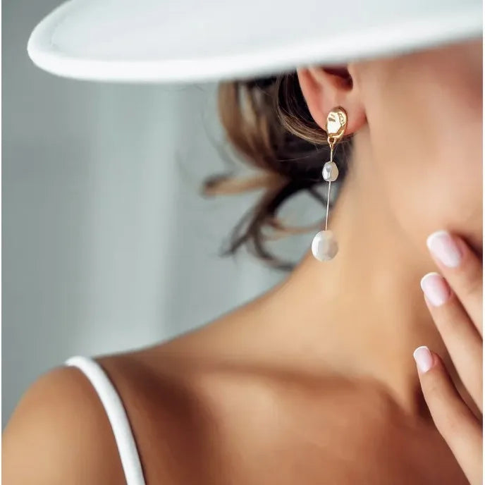 Asymmetrical Baroque Pearl Stud Earrings