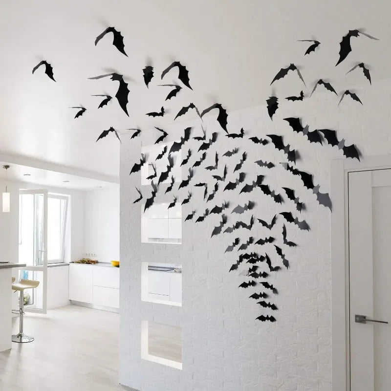 3D Halloween Bat Wall Decoration Set