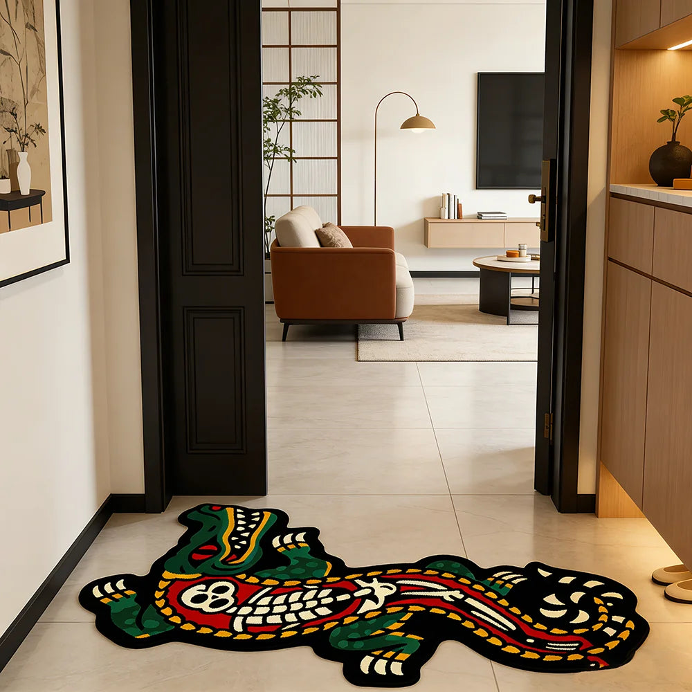 Crocodile Skull Irregular Area Rug