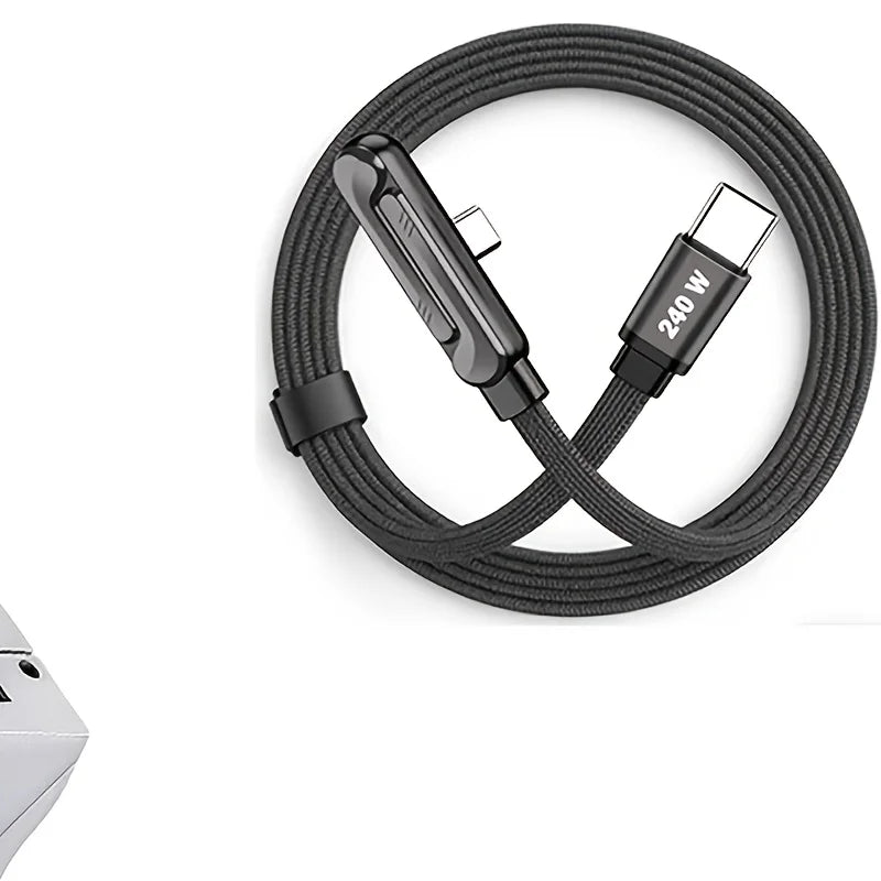 240W Braided USB-C Cable with Angled Phone Stand