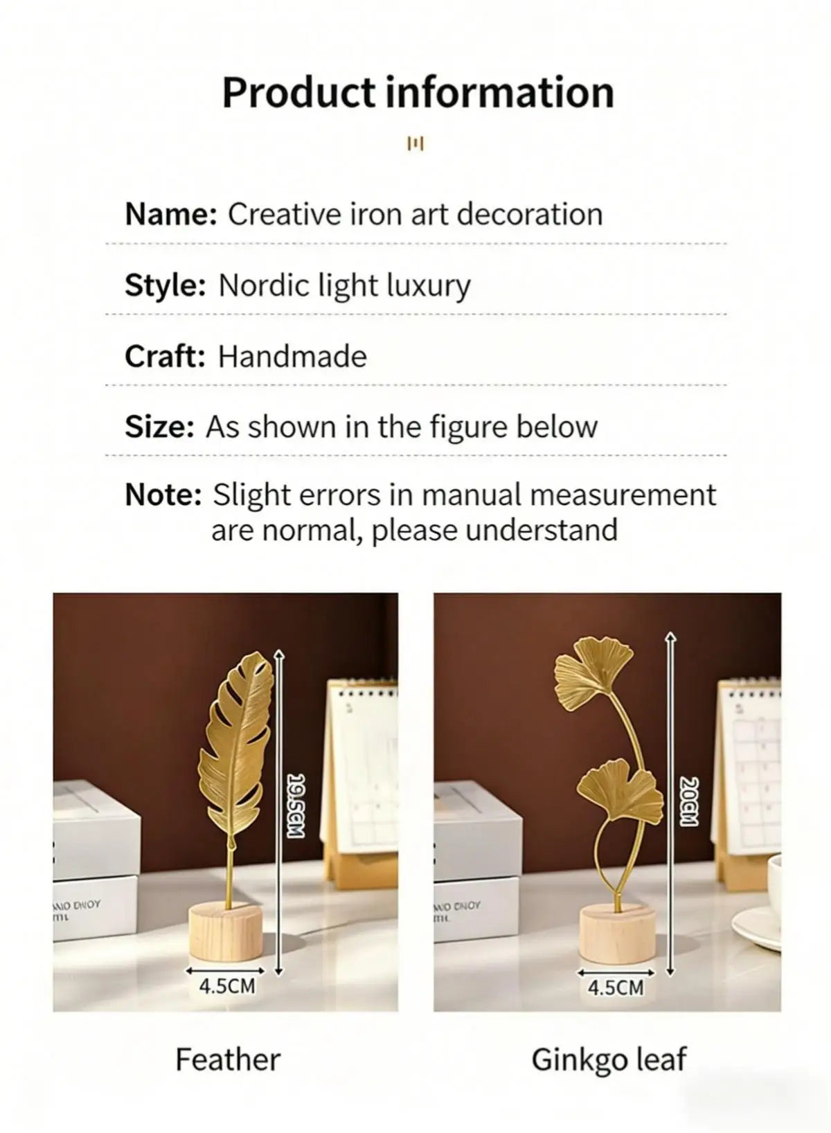 Gold Iron Ginkgo Leaf Ornament