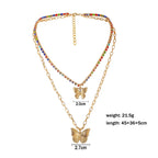 Vintage Butterfly Pendant Snake Chain Necklace