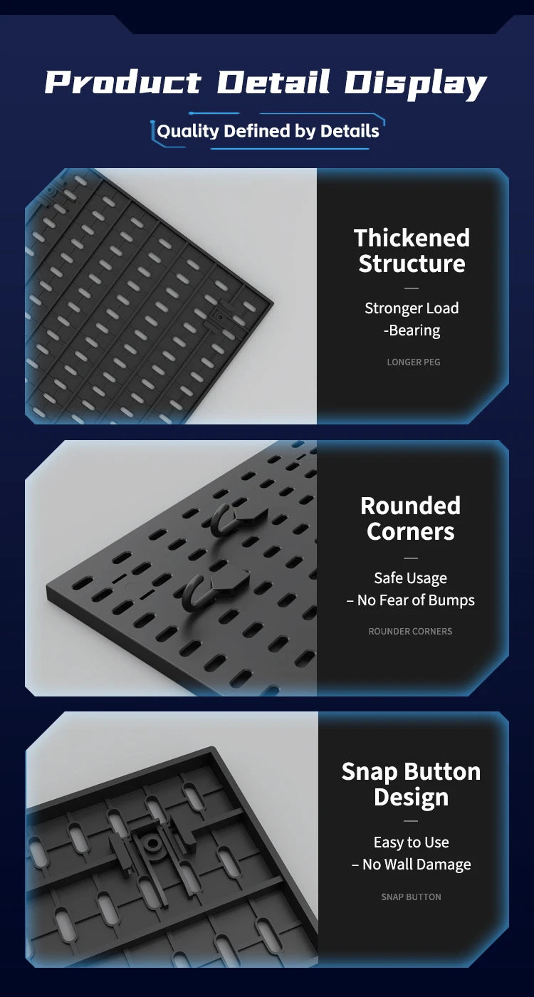 No-Drill Gaming Pegboard Wall Organizer