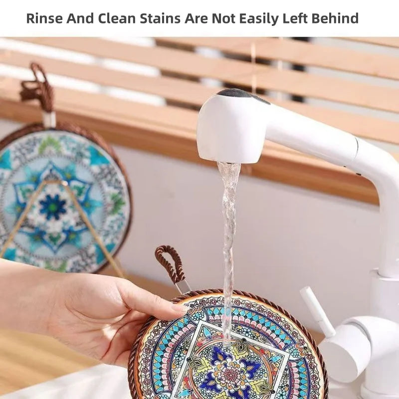 17cm Ceramic Trivet with Cork Base & Hanging Rope