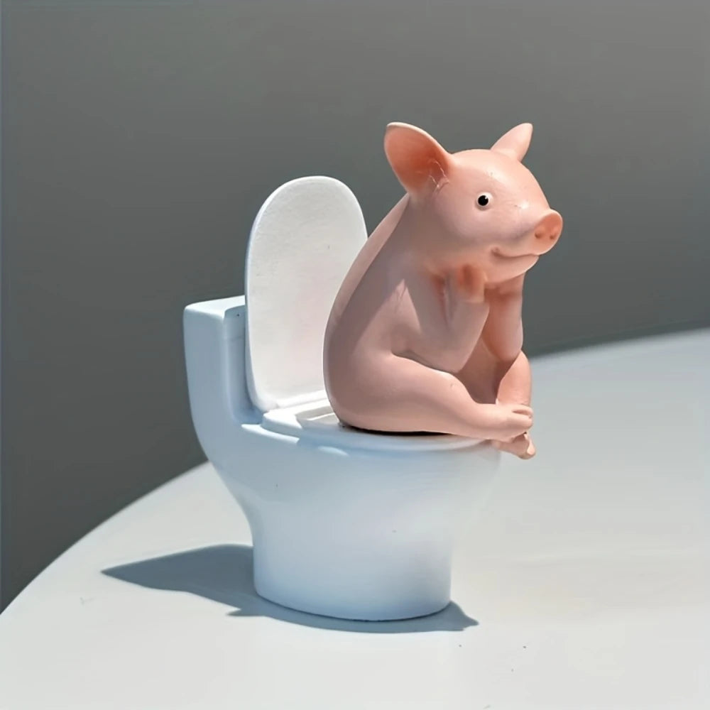 Funny Pig Bathroom Statue
