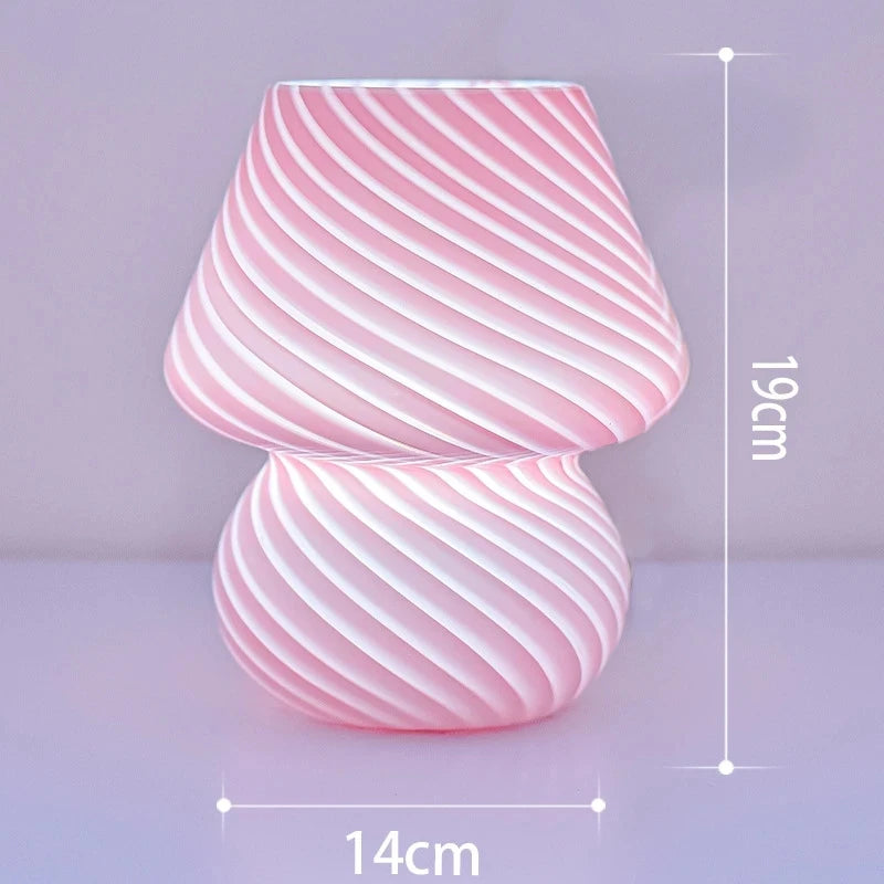 Glass Striped Mushroom Lamp