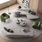 Modern Curved Lounge Sofa & Side Table Collection