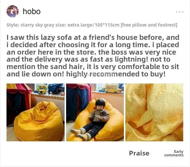 Linen Single Bean Bag Chair with Liner
