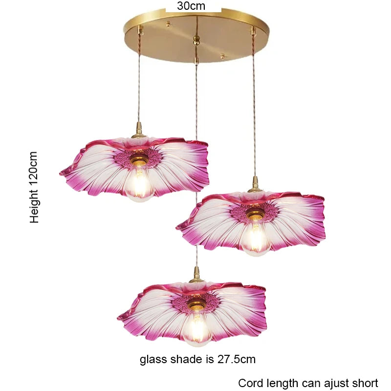 Vintage Flower Glass Pendant Light
