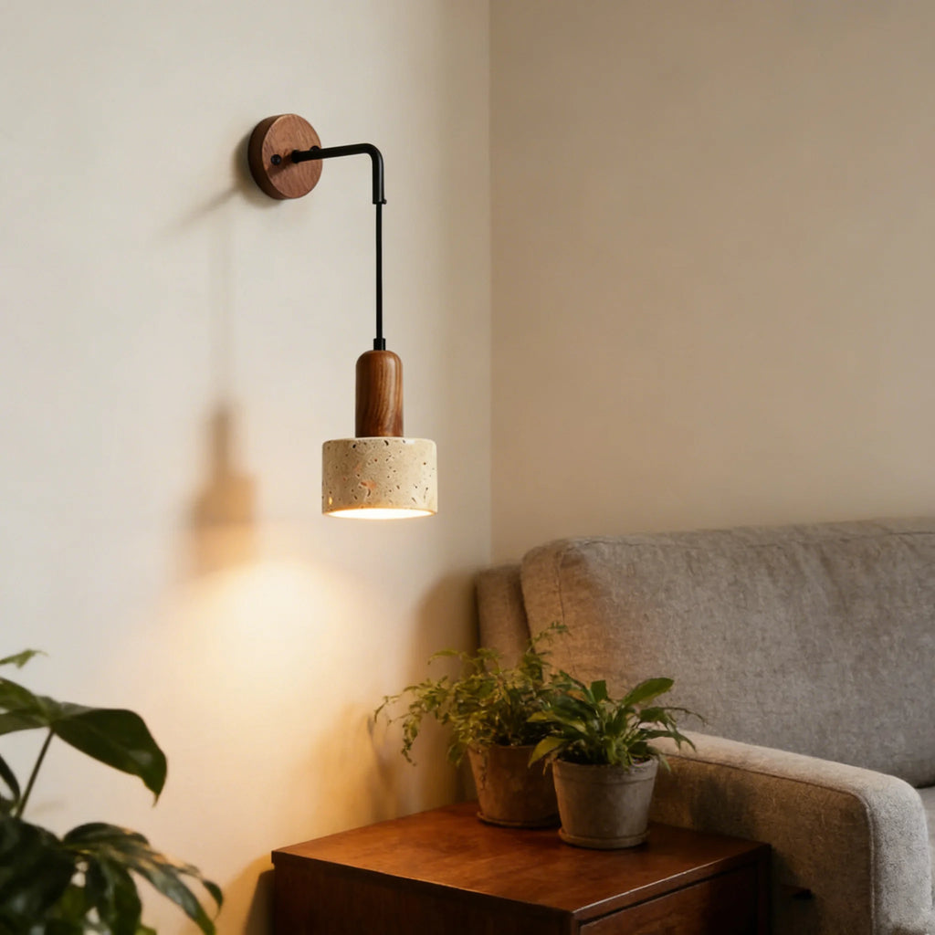 Yellow Travertine Stone Wall Lamp