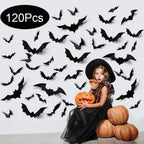 3D Black Bat Halloween Wall Decoration Set