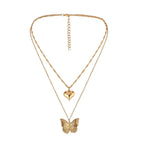 Vintage Butterfly Pendant Snake Chain Necklace