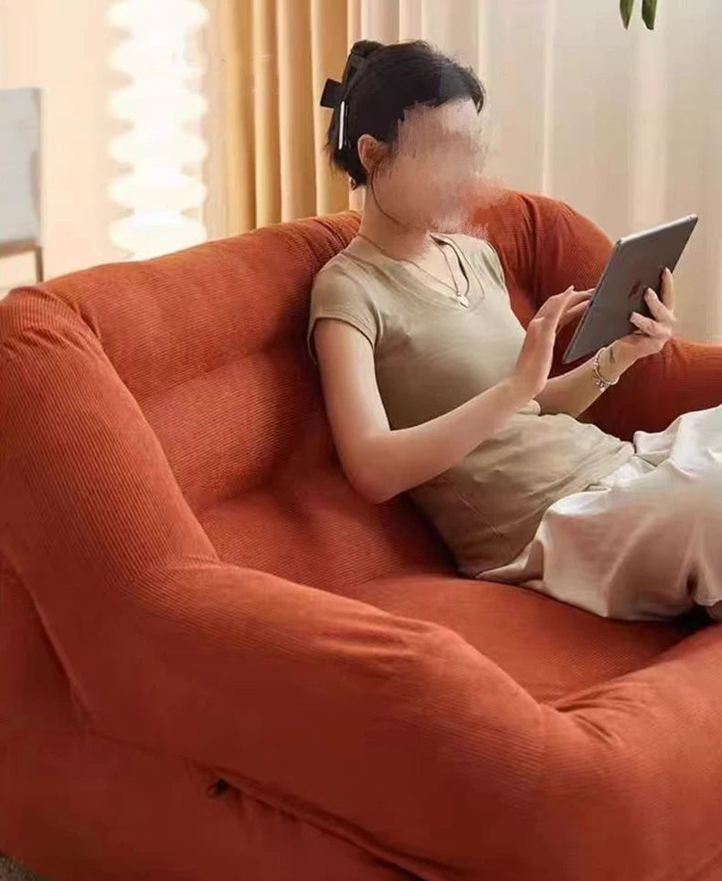 Double Corduroy Lounge Sofa with Footstools