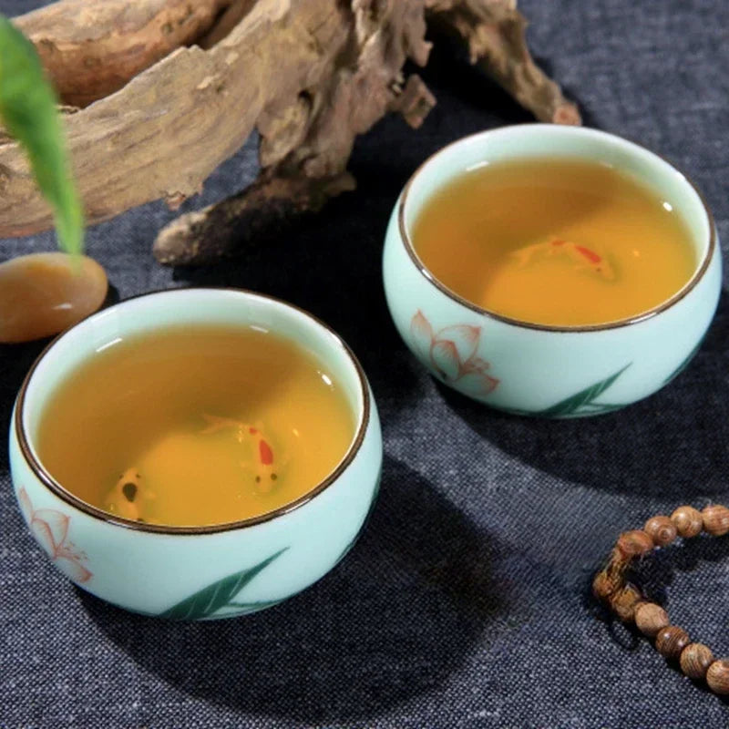 Hand-Painted Celadon Ceramic Teacup 80ml