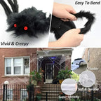 Giant Black Plush Halloween Spider Decoration