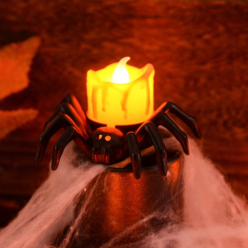 LED Spider Pumpkin Halloween Candle Light