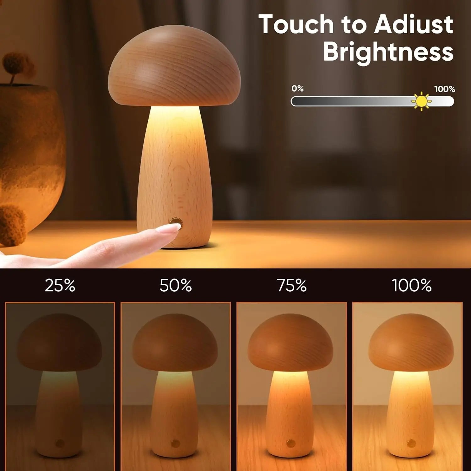 Wooden Mushroom Night Light
