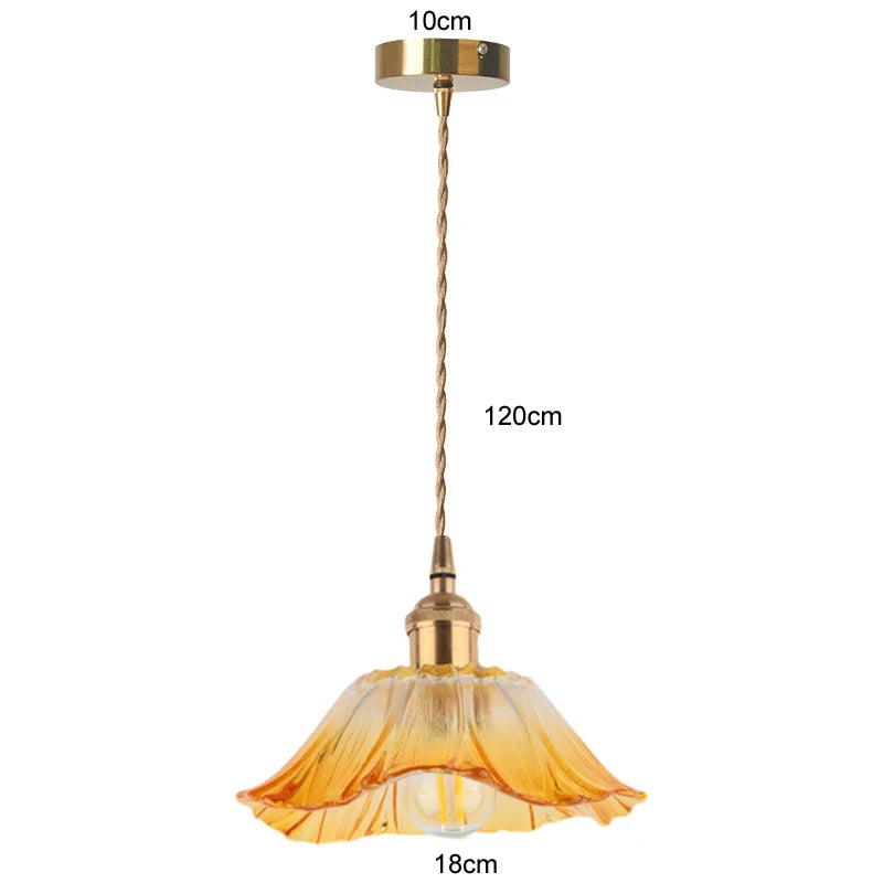 Vintage Flower Glass Pendant Light
