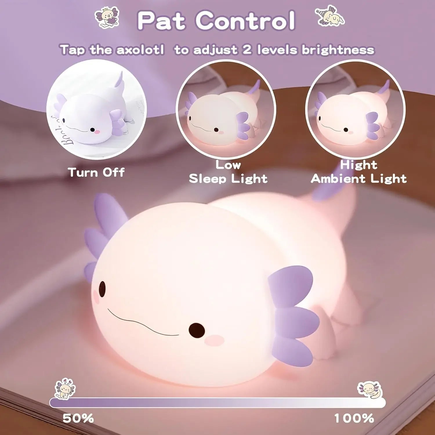 Purple Axolotl Silicone Night Light